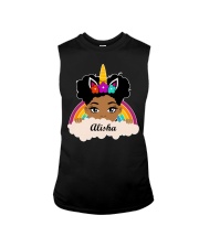 Personalize Little Space Bun Girl Unicorn Horn Sleeveless Tee tile