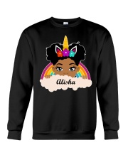 Personalize Little Space Bun Girl Unicorn Horn Crewneck Sweatshirt tile