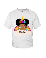 Personalize Little Space Bun Girl Unicorn Horn Youth T-Shirt tile