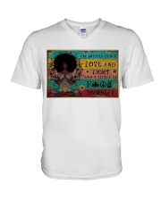I'm mostly peace poster V-Neck T-Shirt tile