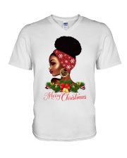 Merry Christmas Black Queen V-Neck T-Shirt tile