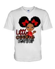 Afro little girl Christmas Cookie Tester V-Neck T-Shirt tile