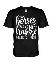 Horse make me happy V-Neck T-Shirt tile
