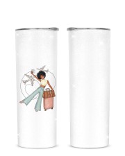 Travel afro girl Glitter Tumbler tile