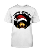 Happy Holiday Afro Black Girl Christmas dark Classic T-Shirt tile