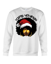 Happy Holiday Afro Black Girl Christmas dark Crewneck Sweatshirt tile