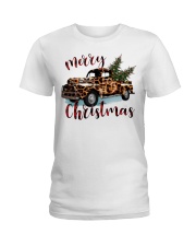 Merry Christmas Leopard Truck Ladies T-Shirt tile