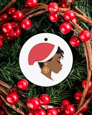 Afro Santa 4 Circle ornament - single (porcelain) aos-circle-ornament-single-porcelain-lifestyles-06
