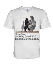 Rosa Sat So Ruby Could Walk So Kamala Could Run V-Neck T-Shirt tile
