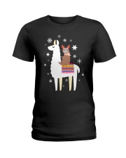 Sloth Riding Llama Funny Christmas T Shirt Ladies T-Shirt thumbnail