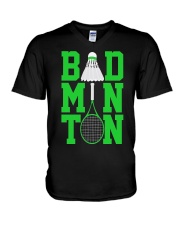 Badminton Rackets Green V-Neck T-Shirt thumbnail