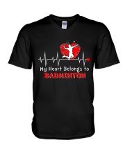 My Heart Belongs To Badminton V-Neck T-Shirt thumbnail