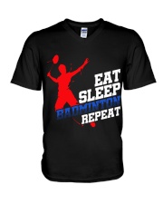 Eat Sleep Badminton Repeat V-Neck T-Shirt thumbnail