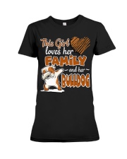 This Girl love her family and her bulldog Premium Fit Ladies Tee thumbnail