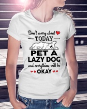 Pet a lazy dog and everything will be okay Ladies T-Shirt lifestyle-women-crewneck-front-7