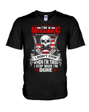 I am a mechanic I Stop When I Am Done V-Neck T-Shirt tile