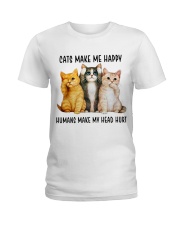Cats Make Me Happy Ladies T-Shirt front