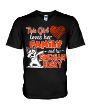 This Girl Love Her Husky V-Neck T-Shirt tile