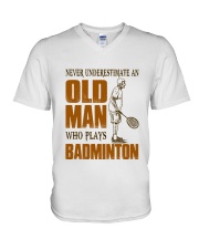 Old Man Who Plays Badminton V-Neck T-Shirt thumbnail