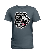 Drink Coffee Pet Bulldog Ladies T-Shirt tile