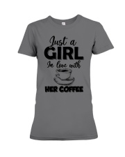 just a girl in love with her cofffee Premium Fit Ladies Tee tile