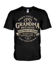 They call me Grandma because partner in crime V-Neck T-Shirt tile