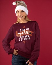 I live on coffee sarcasm and F words Crewneck Sweatshirt apparel-crewneck-sweatshirt-lifestyle-front-27