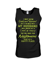 My Husband is Happy Place Unisex Tank tile