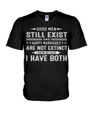 Good Men Still Exist and Happy Marriages V-Neck T-Shirt tile