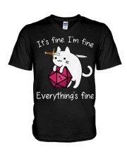 Everything is fine Cat V-Neck T-Shirt tile