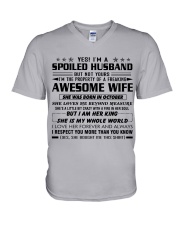To My Husband Shirt October V-Neck T-Shirt tile