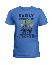Cutting horses Ladies T-Shirt tile