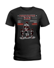 firefighter dad son's first hero and daughter's Ladies T-Shirt tile