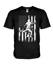 American Flag Soccer Design - Funny Vintage Football Soccer Men Women V-Neck T-Shirt tile