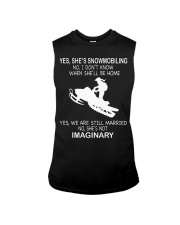 Snowmobile She's Snowmobiling Sleeveless Tee tile