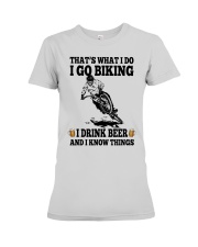 I go biking i drink beer - i know things Premium Fit Ladies Tee tile