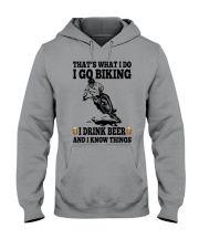 I go biking i drink beer - i know things Hooded Sweatshirt tile