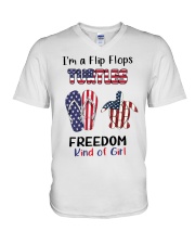 I'm A Flip Flops Turtles Freedom Kind Of Girl V-Neck T-Shirt tile