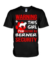 Girls Protected By Berner Dog V-Neck T-Shirt thumbnail