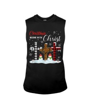 Christmas begins with Christ Snowman Sleeveless Tee thumbnail