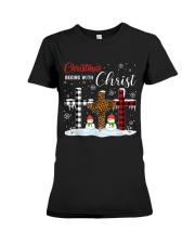 Christmas begins with Christ Snowman Premium Fit Ladies Tee thumbnail