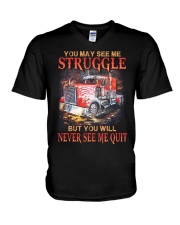 Trucker Never Quit V-Neck T-Shirt thumbnail