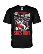 Hold My Rod V-Neck T-Shirt thumbnail
