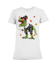 Dinosaur Thanksgiving Pilgrim Shirt T Rex Gifts Premium Fit Ladies Tee thumbnail