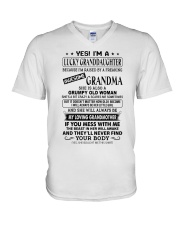 LUCKY GRANDDAUGHTER - AWESOME GRANDMA V-Neck T-Shirt tile
