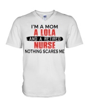 NOTHING SCARES ME - RETIRED NURSE - MOM - LOLA V-Neck T-Shirt tile