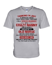 I'M A SPOILED GRANDSON OF A CRAZY NANNY V-Neck T-Shirt tile