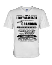 SHE LOVES ME SO MUCH - BEST GIFT FOR GRANDSON V-Neck T-Shirt tile