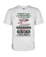 I'm A Spoiled Grandson Of A Crazy Mimi V-Neck T-Shirt tile
