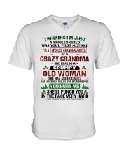I'm A Spoiled Granddaughter Of A Crazy Grandma V-Neck T-Shirt tile